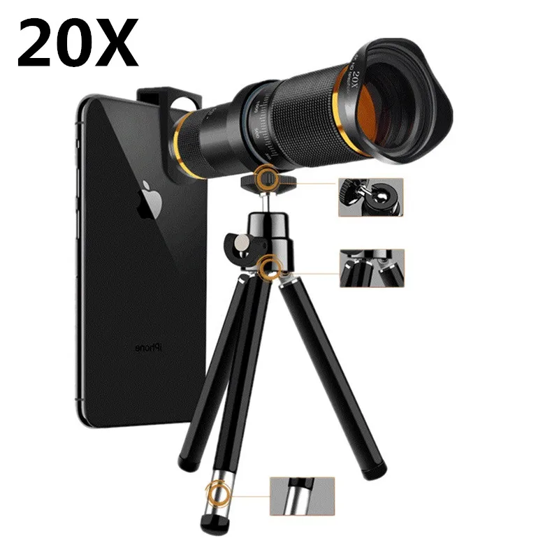 Универсальный зажим 8X 12X 18X 20X 36X зум сотовый телефон телескоп объектив Внешний объектив для смартфонов для iPhone samsung huawei mi - Цвет: 20X