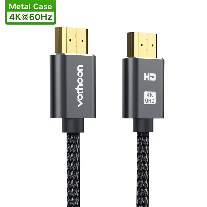 Vothoon 4K HDMI Cable HDMI to HDMI 2.0 HDR 4K 60Hz Cable for TV LCD Laptop Projector Computer PS4 TV 1m 2m 3m HDMI Cable - Цвет: Black