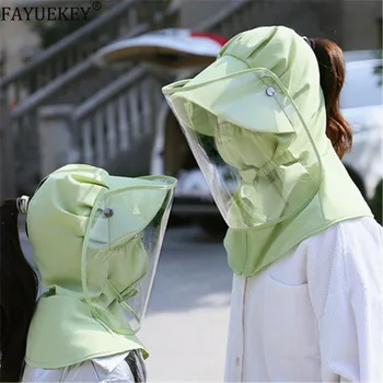 

Women Child Transparent Sun Protection Hat UV Protection Face mask mouth Eye Anti-saliva Droplet Summer Casual Work Hat