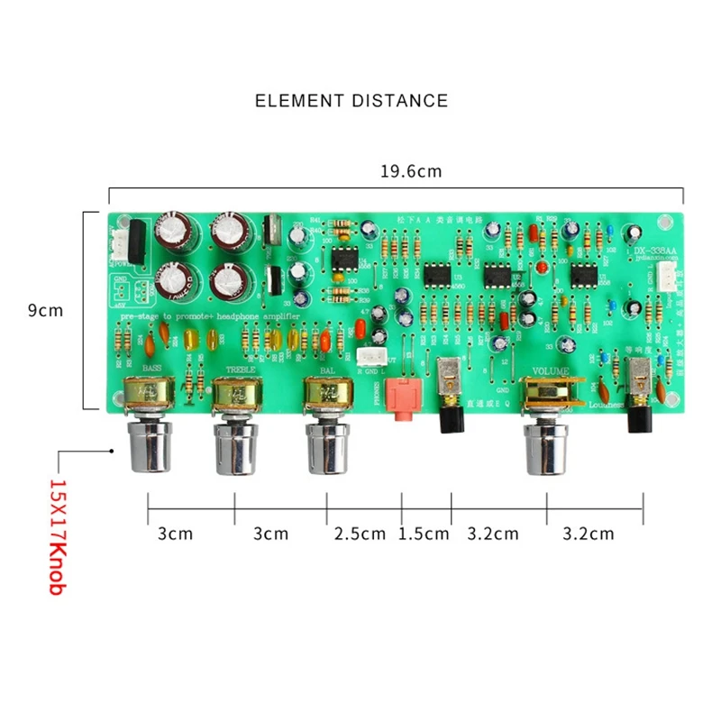 Двойной 12 в DX338A HIFI предусилитель тональная плата регулятор громкости басов доска предварительного усилителя Домашнее аудио