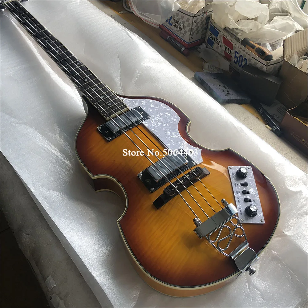 High-quality electric bass body is all covered with tiger stripes 4-string rose wood fingerboard free delivery | Спорт и развлечения