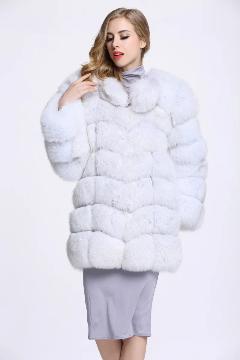 ZADORIN/Роскошное однотонное меховое пальто с длинными рукавами из искусственного лисьего меха, пушистая куртка, парка, зимняя теплая женская уличная одежда большого размера, женские пальто - Цвет: White