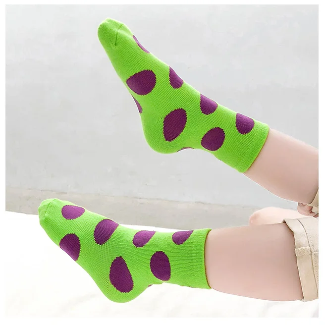 4 пары/партия, детские носки в горошек ярких цветов для мальчиков и девочек, носки в горошек контрастных цветов, плотные детские носки, носки для От 1 до 8 лет