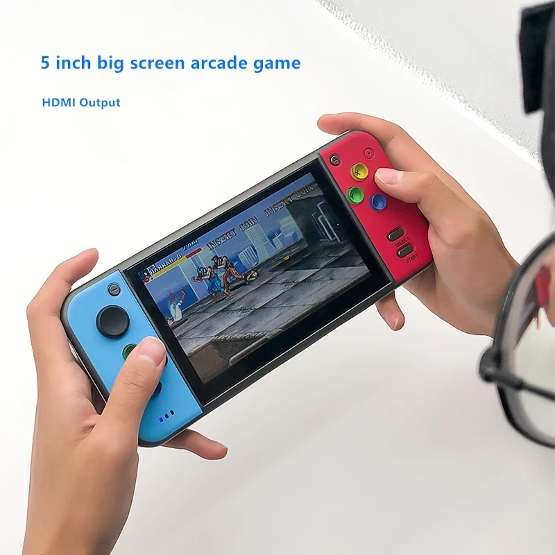  New portable 5 inch retro handle game console built in emulators support HDMI TV output 360° joysti