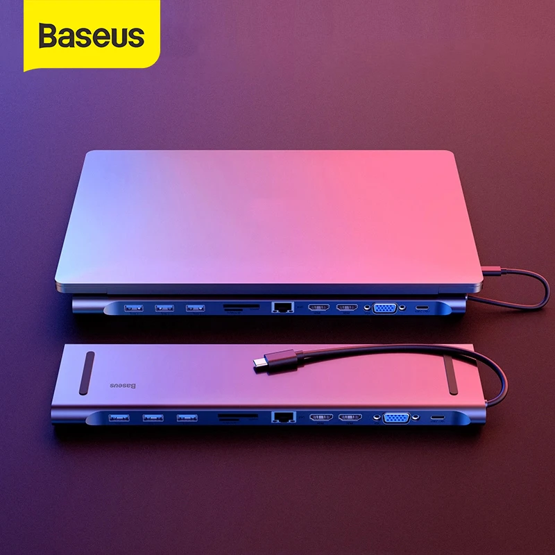 Baseus Мульти USB C концентратор для HDMI VGA RJ45 3 0 usb хаб MacBook Pro type Компьютерные аксессуары