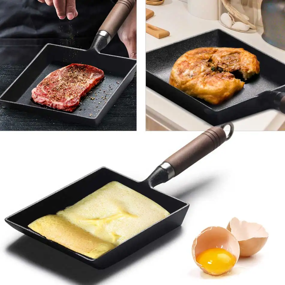 Thickened Japanese Omelette Pan/Egg Pan Non-stick Rectangle Mini Frying Pan Tamagoyaki Cast Iron Pan 