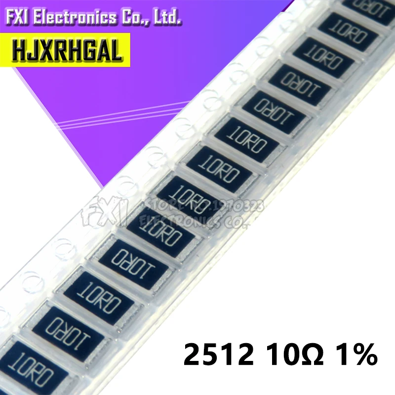 50 шт. 2512 SMD Резистор 10 Ом 1% 1 Вт 10R 100 новый оригинальный|10 ohm 1w|10 ohmsmd resistor |