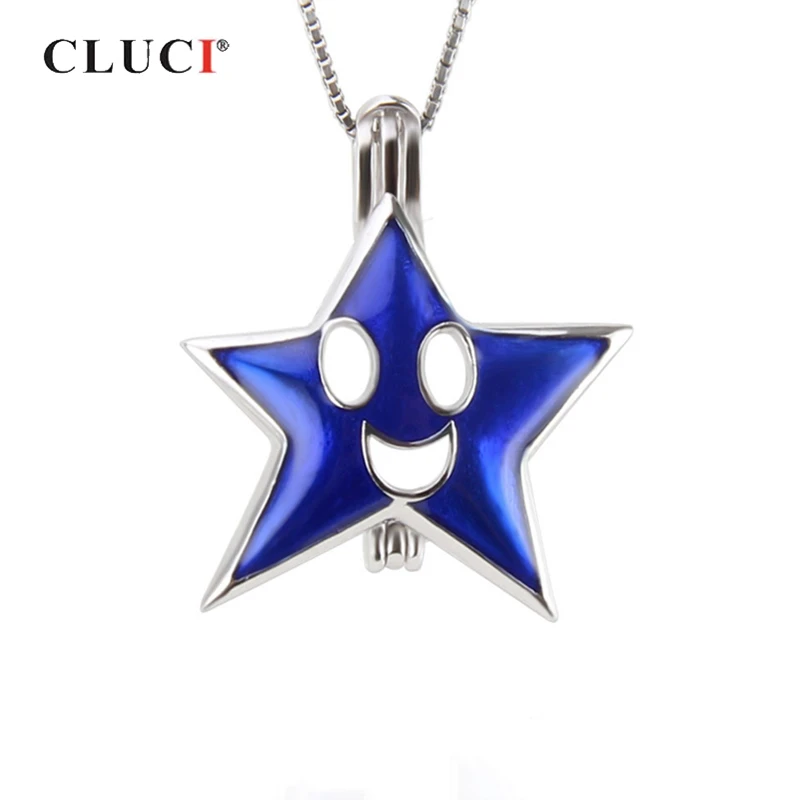 Подвеска клетка CLUCI из настоящего серебра 925 пробы с синей звездой Женская