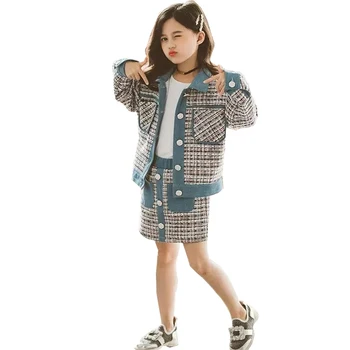 

Teen Girls Clothing Set 2020 Autumn Kids Clothes Jackets Skirt Suit Children Costume School Girls Outfits 6 8 10 12 Years