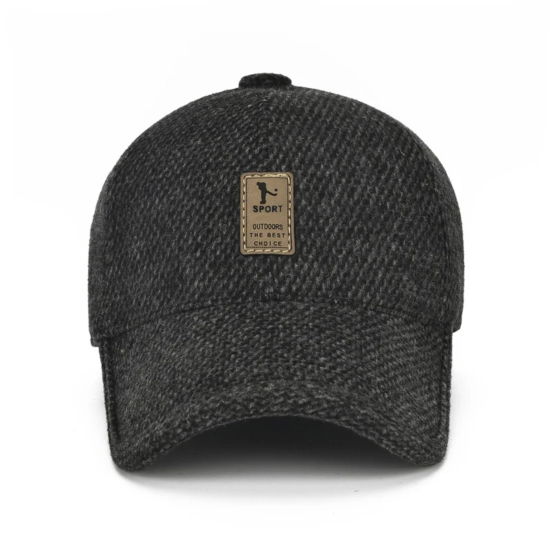 Облегающая Кепка s Dad Snapback, теплая, популярная, для мужчин,, бейсболка, утолщенная, новая, защита ушей, хлопок, зимняя, 1 шт