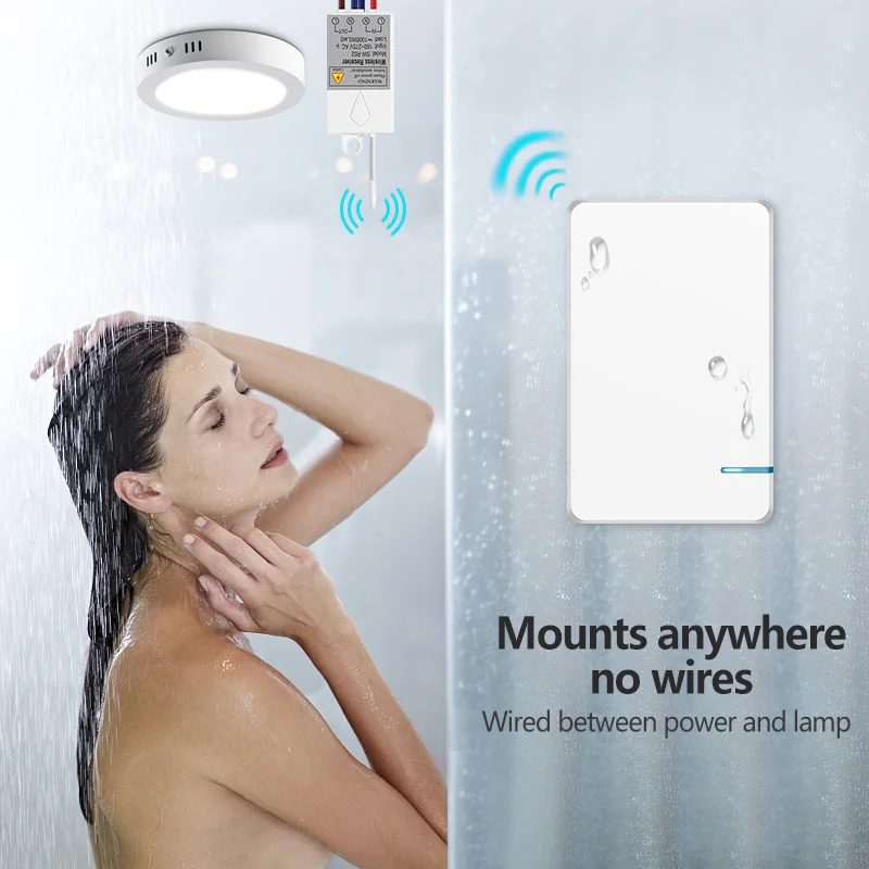  Wireless Light Switch Waterproof Remote Control Switches No Wire Needed Wall Push Button Lighting L - 4000366439558