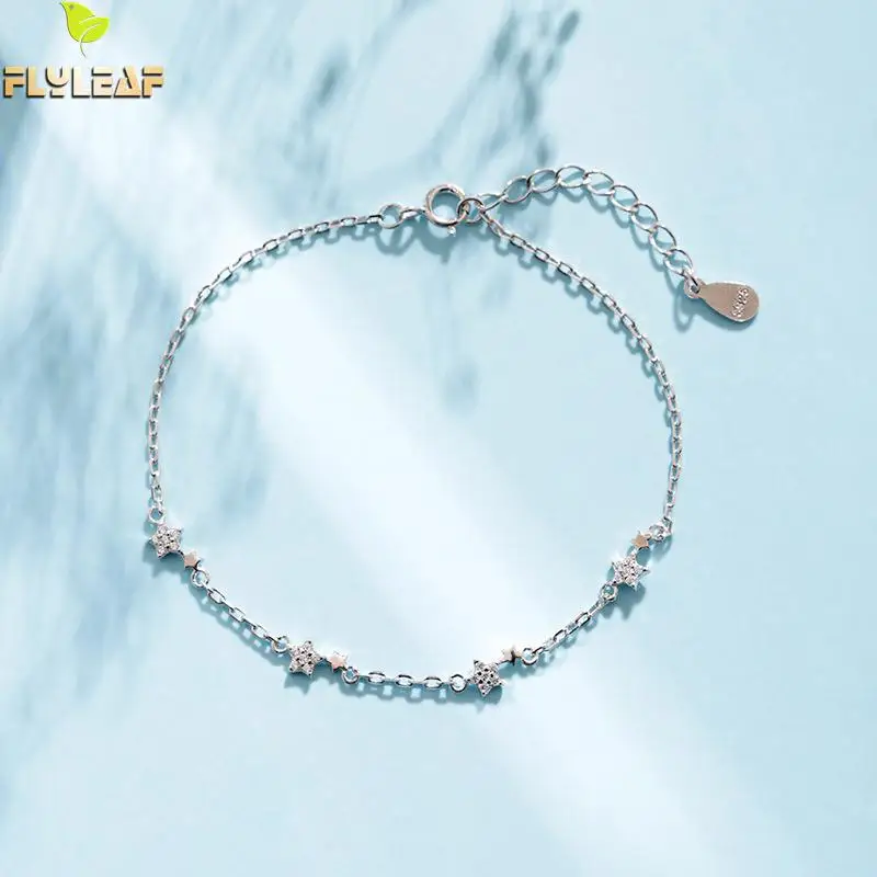 

Flyleaf Star Cubic Zirconia Real 925 Sterling Silver Bracelets For Women Fashion Fine Jewelry Bracelets & Bangles Personalized