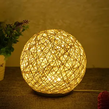 

Creative USB LED Night Light Rattan Ball US Plug 3 Colors Bedroom Room Table Lamp Bedroom Living Room 3 Colors Table Light
