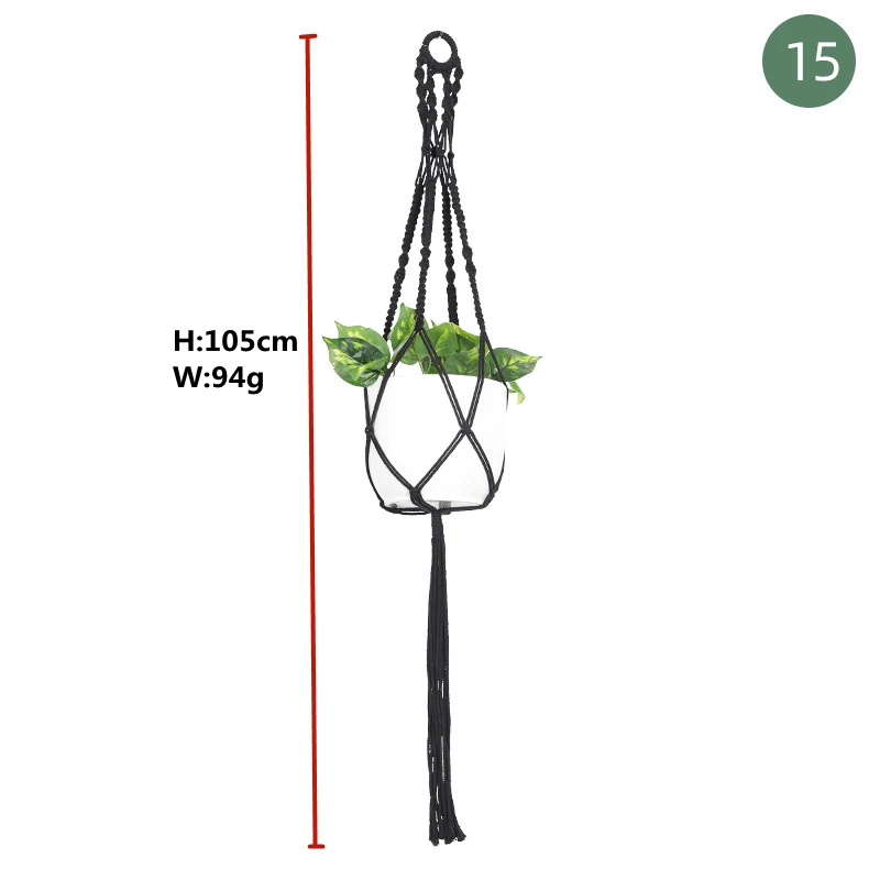 Macrame handmade plant hanger baskets flower pots holder balcony hanging decoration knotted lifting rope home garden supplies cement flower pots