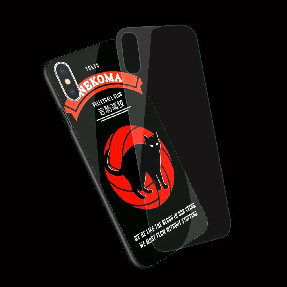 EWAU HAIKYUU! Чехол из закаленного стекла для телефона Karasuno Nekoma Crest для iphone 5 5s SE 6 6s 7 8 plus X XR XS 11 pro Max