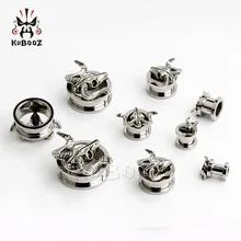Hot Selling er kuo Stainless Steel Pulley Chinese Zodiac Sheep's Head Auricle Ear Amplifier 6-25mm Human Body Piercing Jewelry