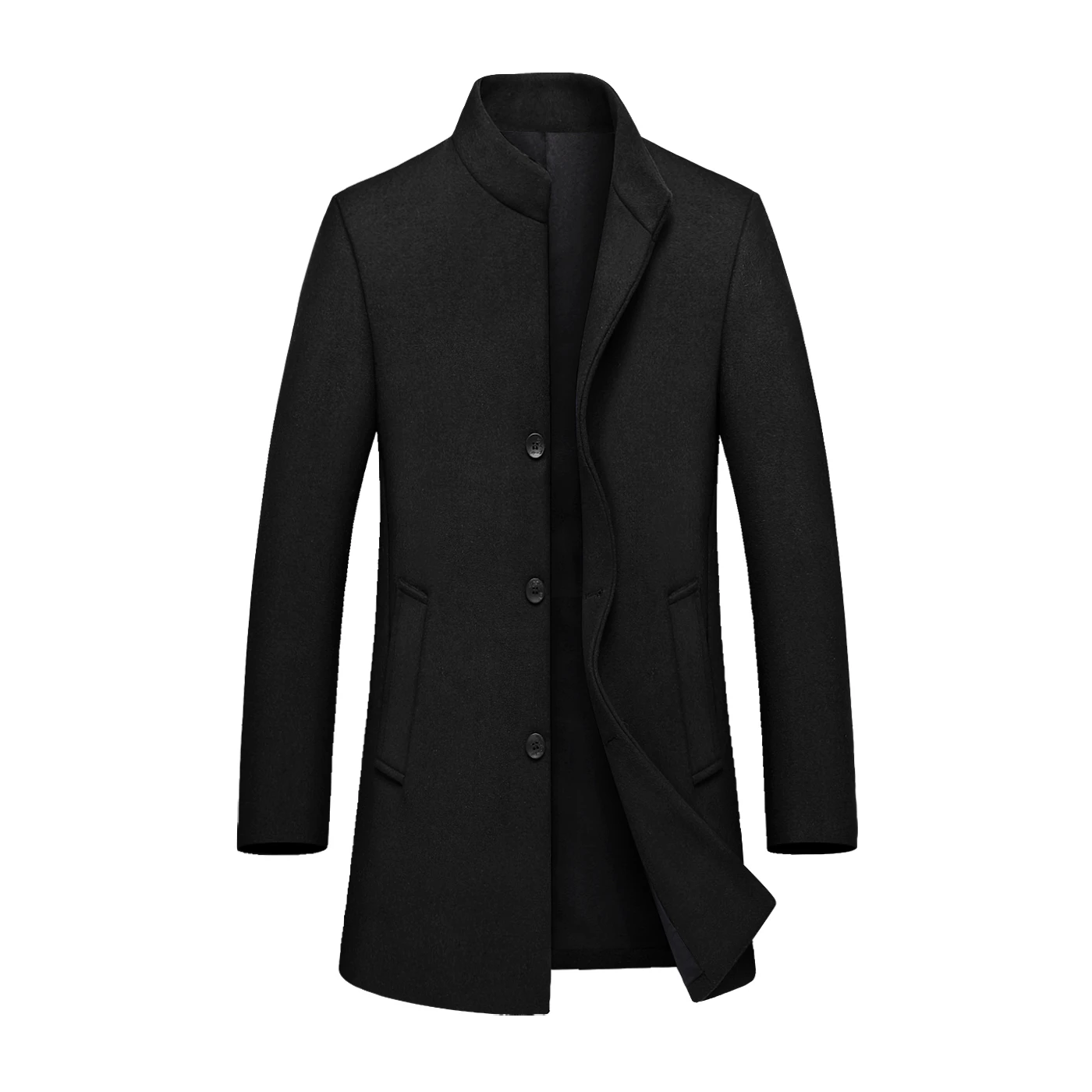 Brand Wool Coat Men Runway Luxury Vintage Long Sleeve Wool Blends Warm Woollen Coats Jacket Male Business Outwear 2021 Winter image_2