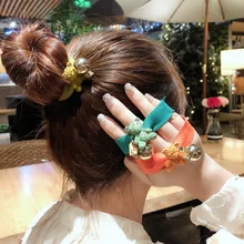Candy-Colored Muppet Bear Metal Color round Ball Headband Ultra-stretch Hairband Hair Band Cute GIRL'S Children Hairband