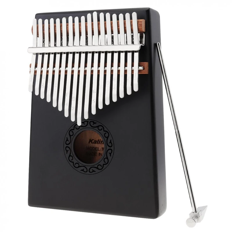 Hot-17 Key Black Single Board Mahogany Thumb Piano Mini Keyboard Instrument with Complete Accessories
