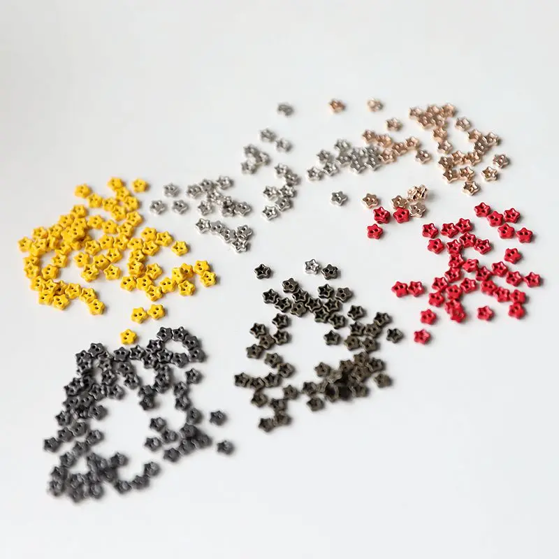 100pcs Mini Star Button Appliques Patches Dress Clothing Sewing Material 4MM 0.15" Width M16C17