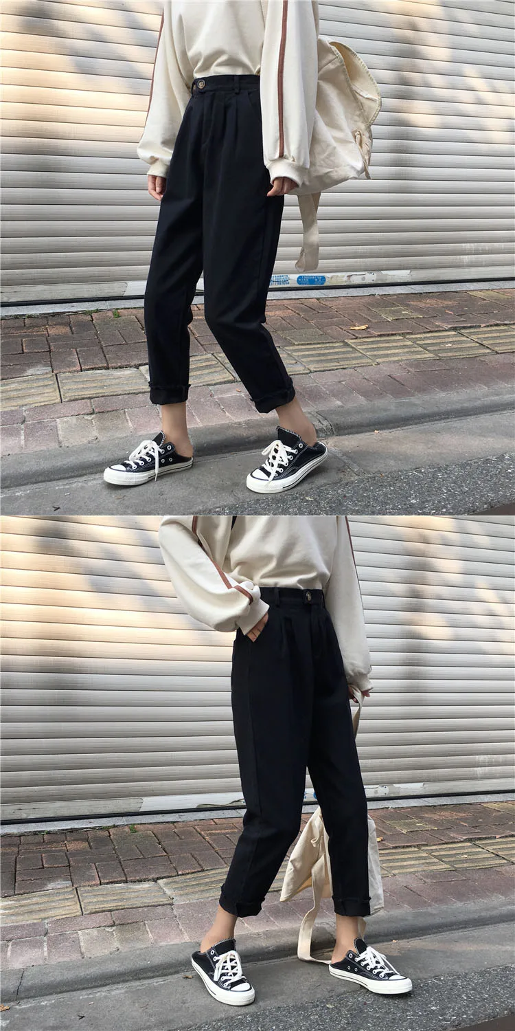 Женские джинсы, свободные, простые, студенческие, BF, уличная одежда, джинсовые женские брюки, длина по щиколотку, подходят ко всему, повседневные, корейский стиль, женские Ulzzang