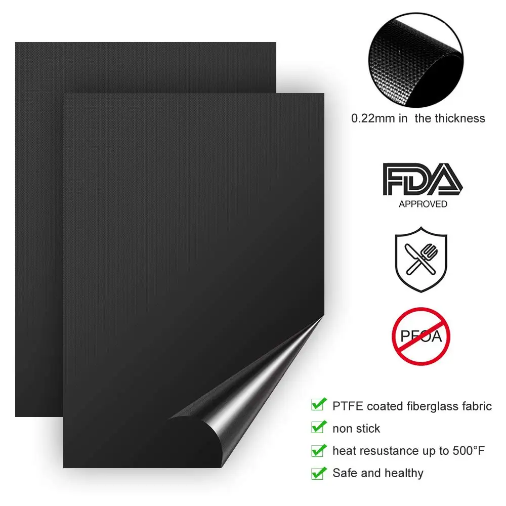 BBQ Grill 5Pcs Mat Non Stick Oven Liner Teflon Cooking Mats Heat Resistant Barbecue Sheets for Charcoal Gas or Electric Grill