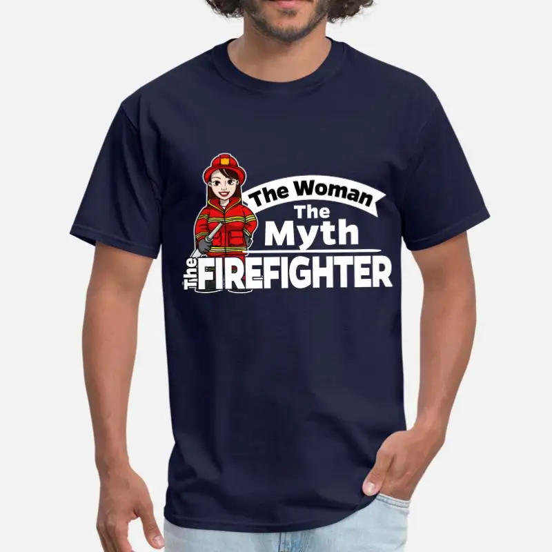 Дизайн пожарный Feuerwehr женщина миф Футболка женская черная Унисекс Мужская футболка короткий рукав хип-хоп Топ - Цвет: Men-Navy Blue