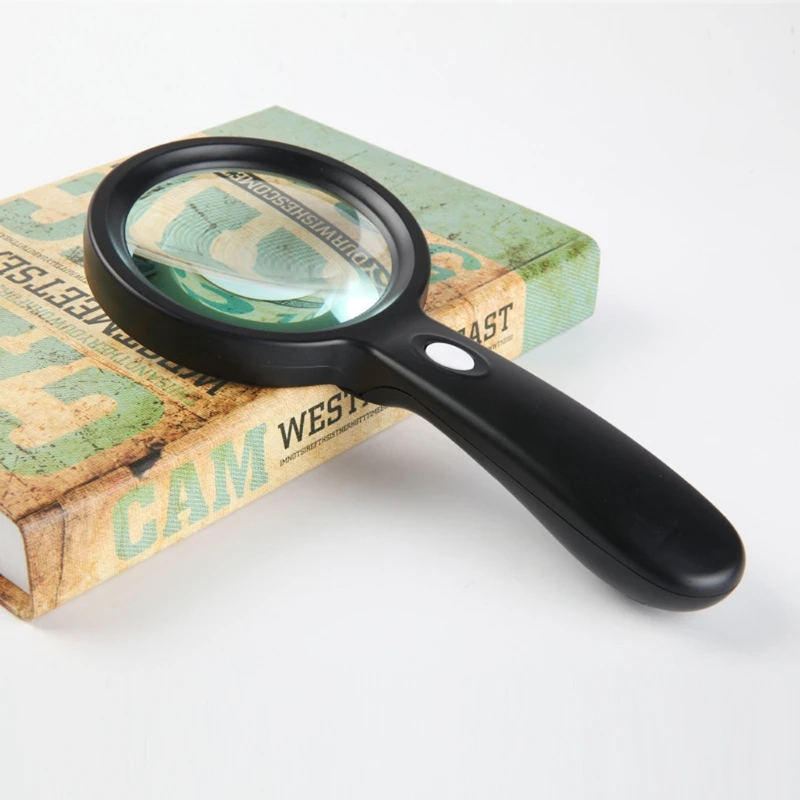 Lighted Magnifying Glass 10X Hand held Large Reading Magnifying Glasses