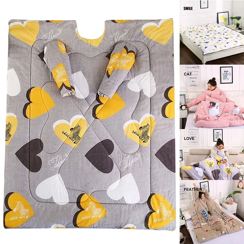 

High Quality Lazy Wearable Sleeping Quilt Blanket with Sleeves Thick Warm Winter Home Bedding VE