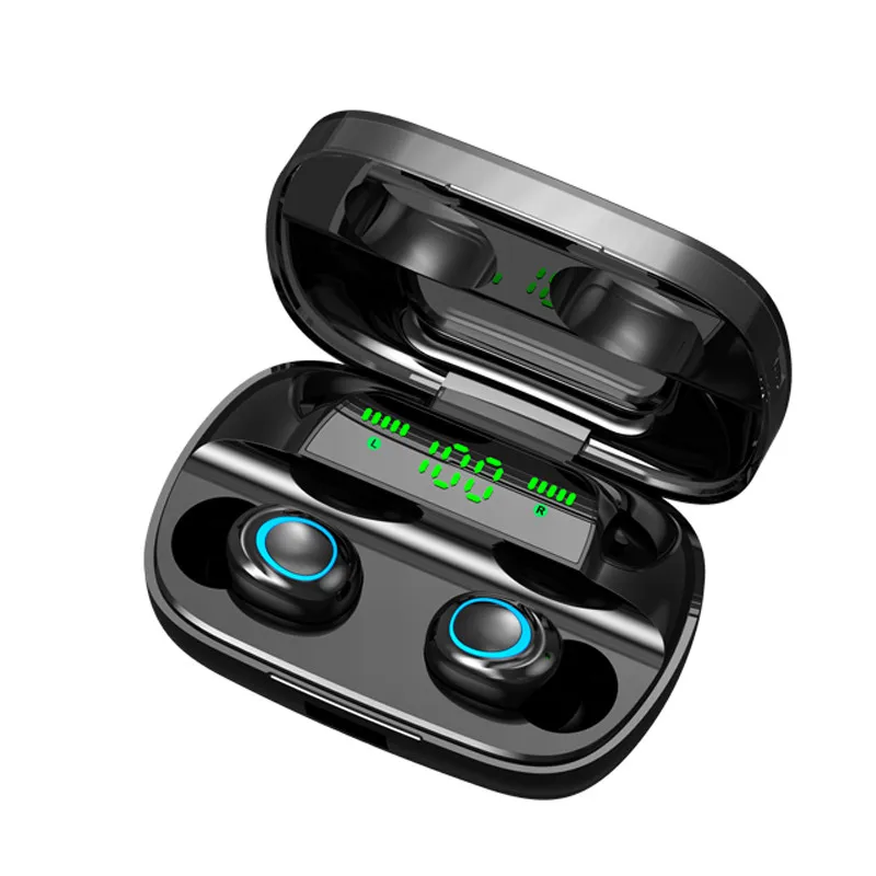 Black-LED Display Беспроводные наушники Bluetooth 5,0, светодиодный дисплей, TWS, беспроводные bluetooth-наушники с сенсорным управлением, водонепроницаемая гарнитура с шумоподавлением - Цвет: Black-LED Display