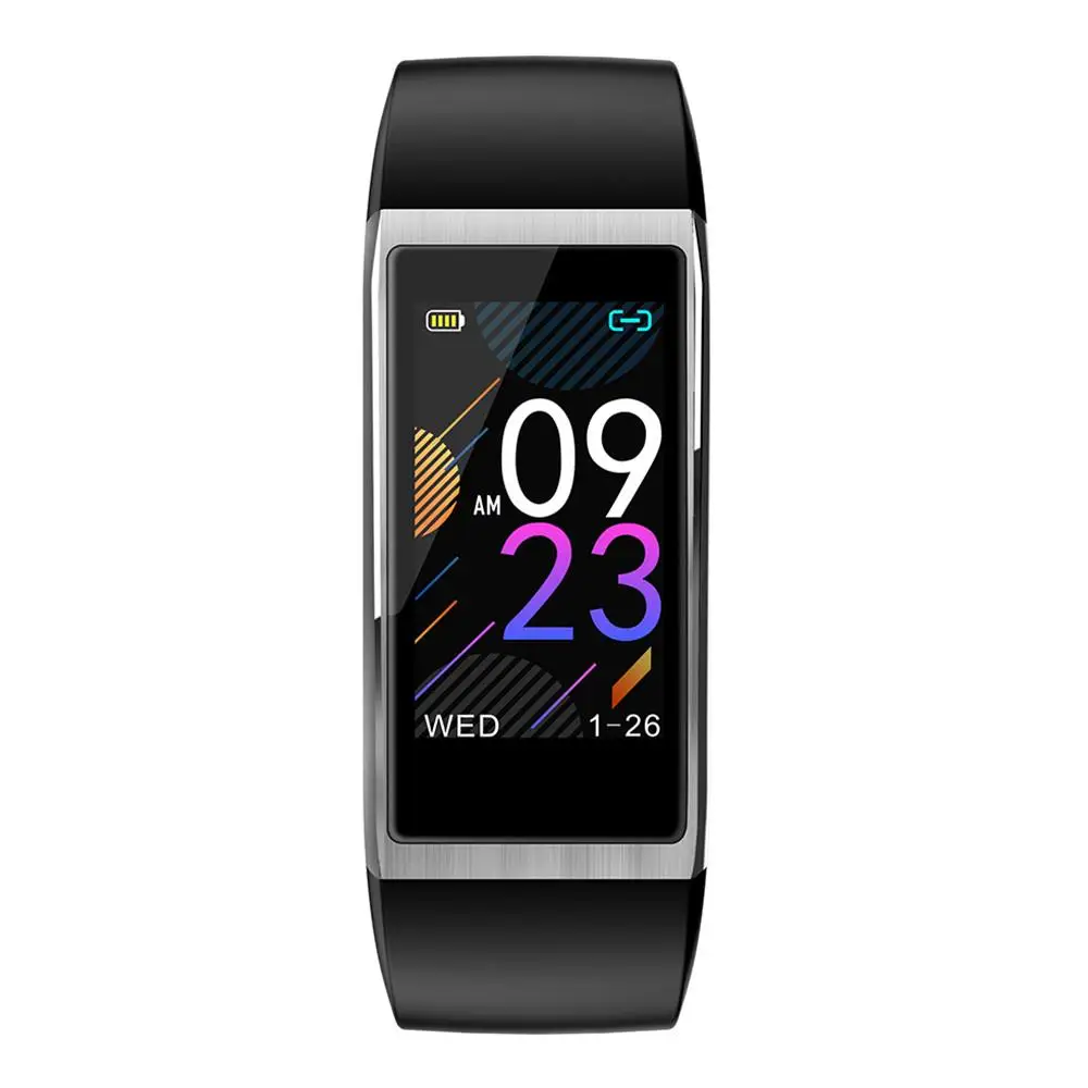 black Vorke VKT1 Смарт-часы 1,14 дюймов ips цветной экран IP68 водостойкий пульсометр Smartband - Цвет: black