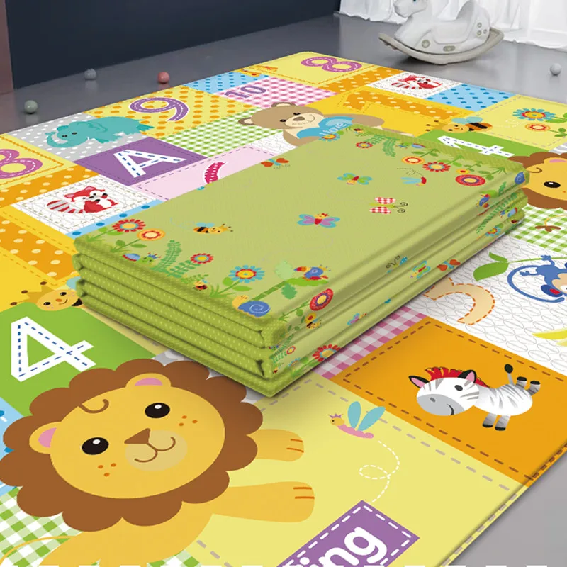 Cartoon Children Double-sided Folding Crawling Mat Baby Indoor Outdoor Play Mats - Цвет: WZJ0418-2