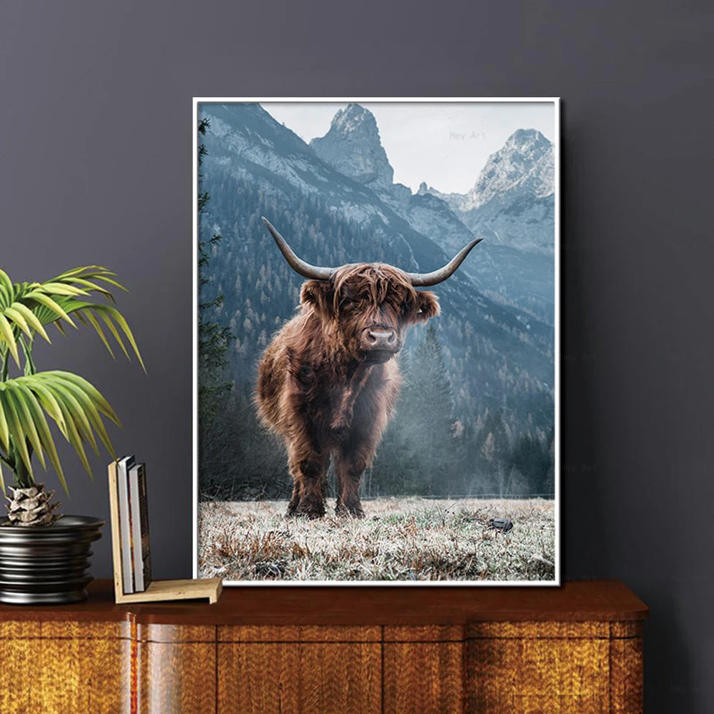 Animal-Print-Nordic-Poster-Canvas-Painting-Brown-Highland-Cow-Wall-Art-Living-Room-Decoration-Pictures-Home (2)