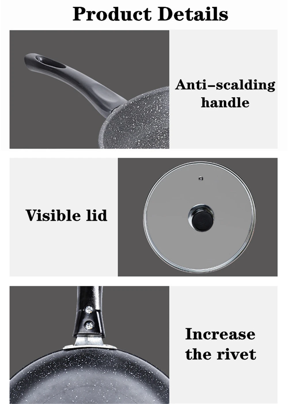 Pan Non-stick Pan with Lid Skillet 30cm Frying Pan Home Garden Induction Cooker Pans Gas Stoves Pancake Pan Steak Wok Pan Bread