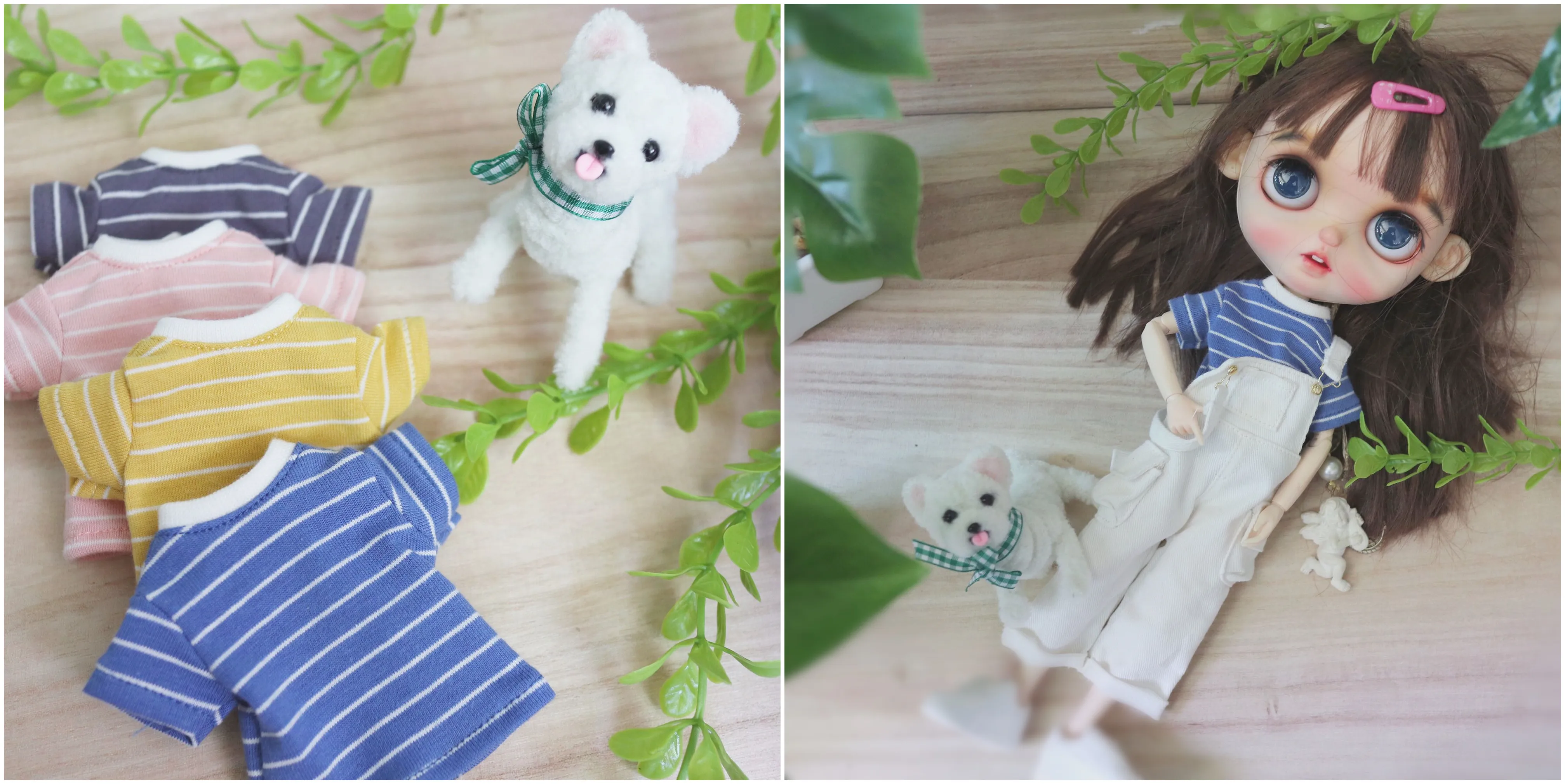 Кукла полосатая футболка Комбинезоны для кукол Blyth слюнявчик 1/6 наряд (подходит