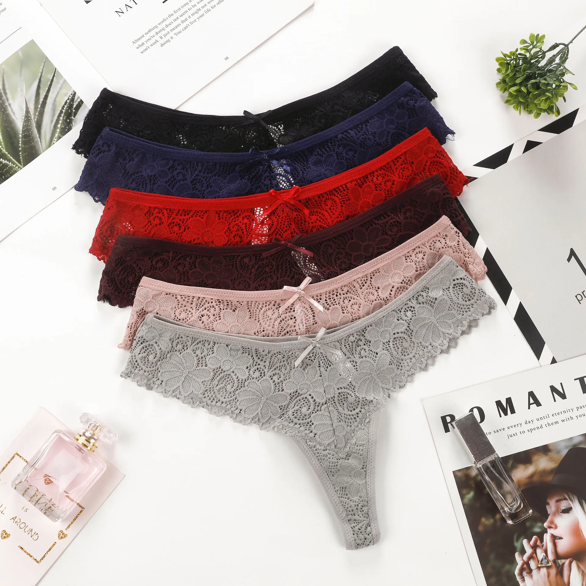 Sexy Lace Panties Women Thong Lace Breathable Low Waist Cotton