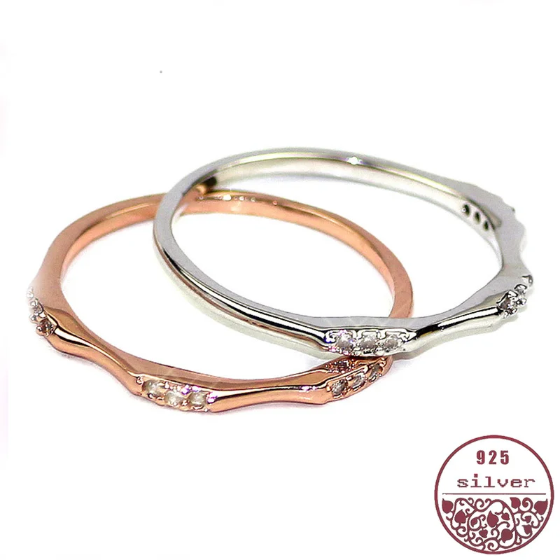 Sterling silver 925 ring Korean single row simulation diamond tail female pinky rose gold joint | Украшения и аксессуары