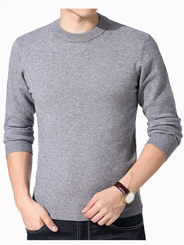 Covrlge осенне-зимний Повседневный удобный мужской свитер с круглым вырезом в полоску из флиса, облегающая трикотажная одежда для мужчин s пуловеры MZM053