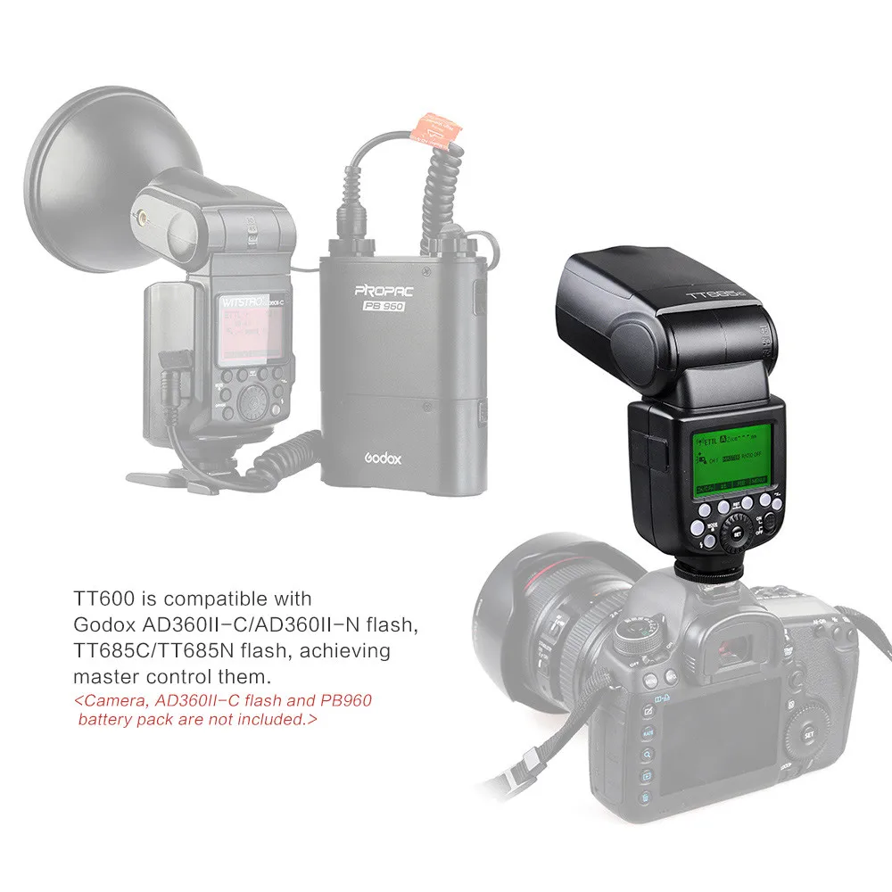 Godox TT600 2,4G HSS беспроводной GN60 Master/Slave камера Вспышка Speedlite триггер для Canon Nikon sony Pentax Olympus Fuji Lumix