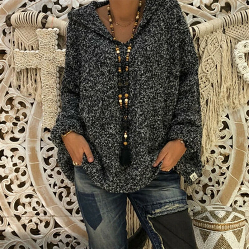 

Women Hoodies Winter Long Sleeve Fuzzy Fluffy Coat Fleece Fur Sweatshirts Outerwear Hooded Tops Pullovers Plus Size