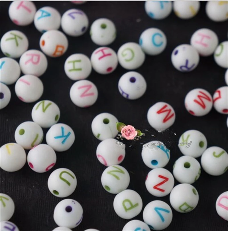 Kids DIY Acrylic Crafts Beads Bracelet Making Handmade Loom Bands Alphabet Letters Round Balls 8mm About 200Pcs/Bag | Украшения и