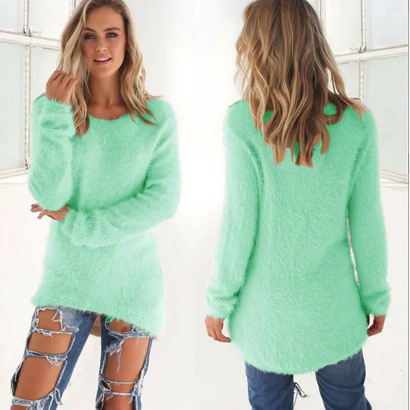 Plush Women Sweater Winter Warm Maglioni Donna Solid Jersey Mujer Invierno 10 Colors Black Pink Sweater Pull Long Femme Pullover