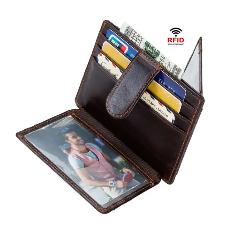 Men's RFID Blocking Business Genuine Leather Wallet Pocket Card Holder Clutch Slim Purse