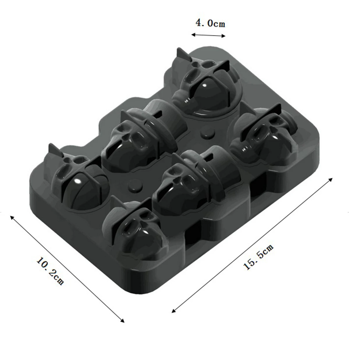 3D Скелет 6 Hole череп формы для льда силиконовая форма кубиков лотки с крышкой