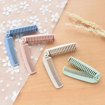 

1Pcs Foldable Hair Comb 4 Colors For Choice Wheat Straw Anti-static Hairbrush Portable Travel Hair Brush Hair Styling Tools