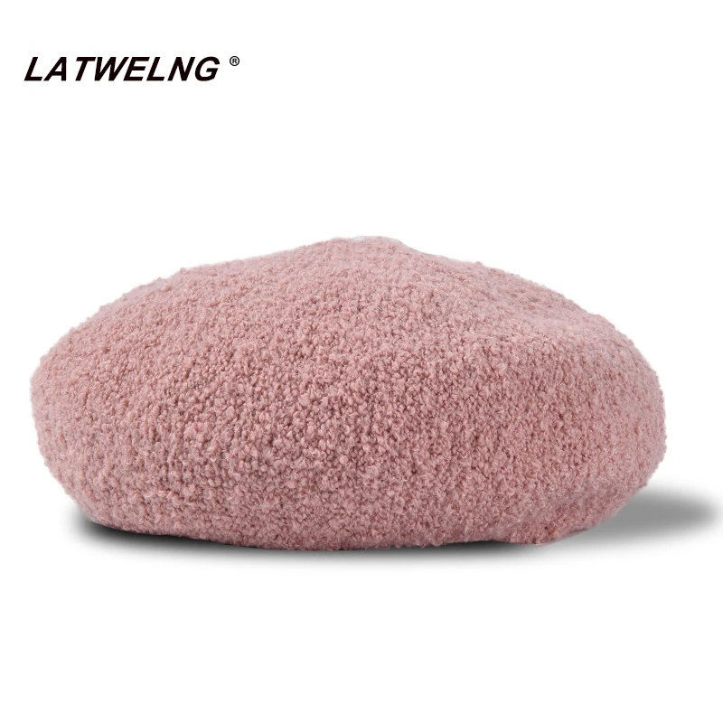 

Wholesale 7 Colors New Fashion Wool Roll Berets For Women Warm Flat Caps Ladies French Hats Pink Black Mushroom Hat Korean Style