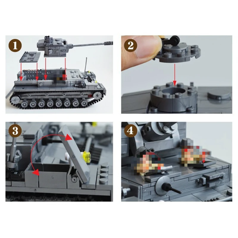 KAZI 82010 1193 большой Panzer IV Танк строительные блоки DIY Кирпичи набор образовательных