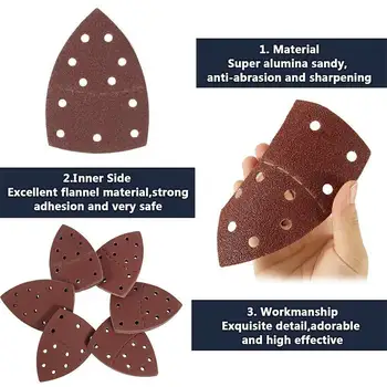 

30pcs 152mm Sanding Sheets Pads Mouse Triangle Discs 40/60/80 120/180/240 Grits For Fine And Streak-free Sanding