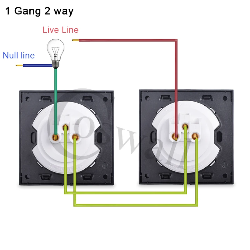 Coswall 1 Gang 2 Way случайный нажмите кнопку ВКЛ/Off настенный светильник переключатель с Светодиодный индикатор проходят через выключатель переключается Стекло Панель серый