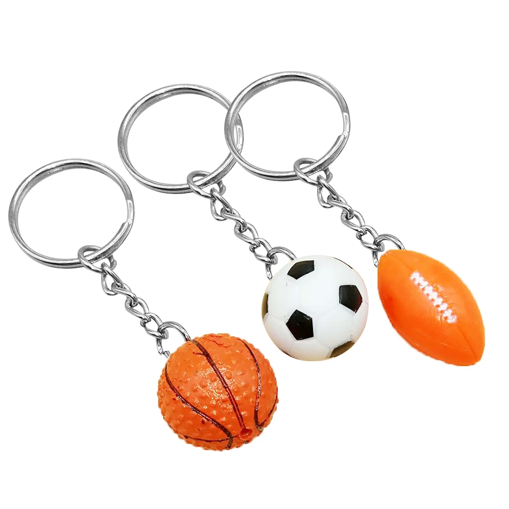6pcs Keychain Creative Hanging Basketball Rugby Football Ornament Key Chain for Friends |